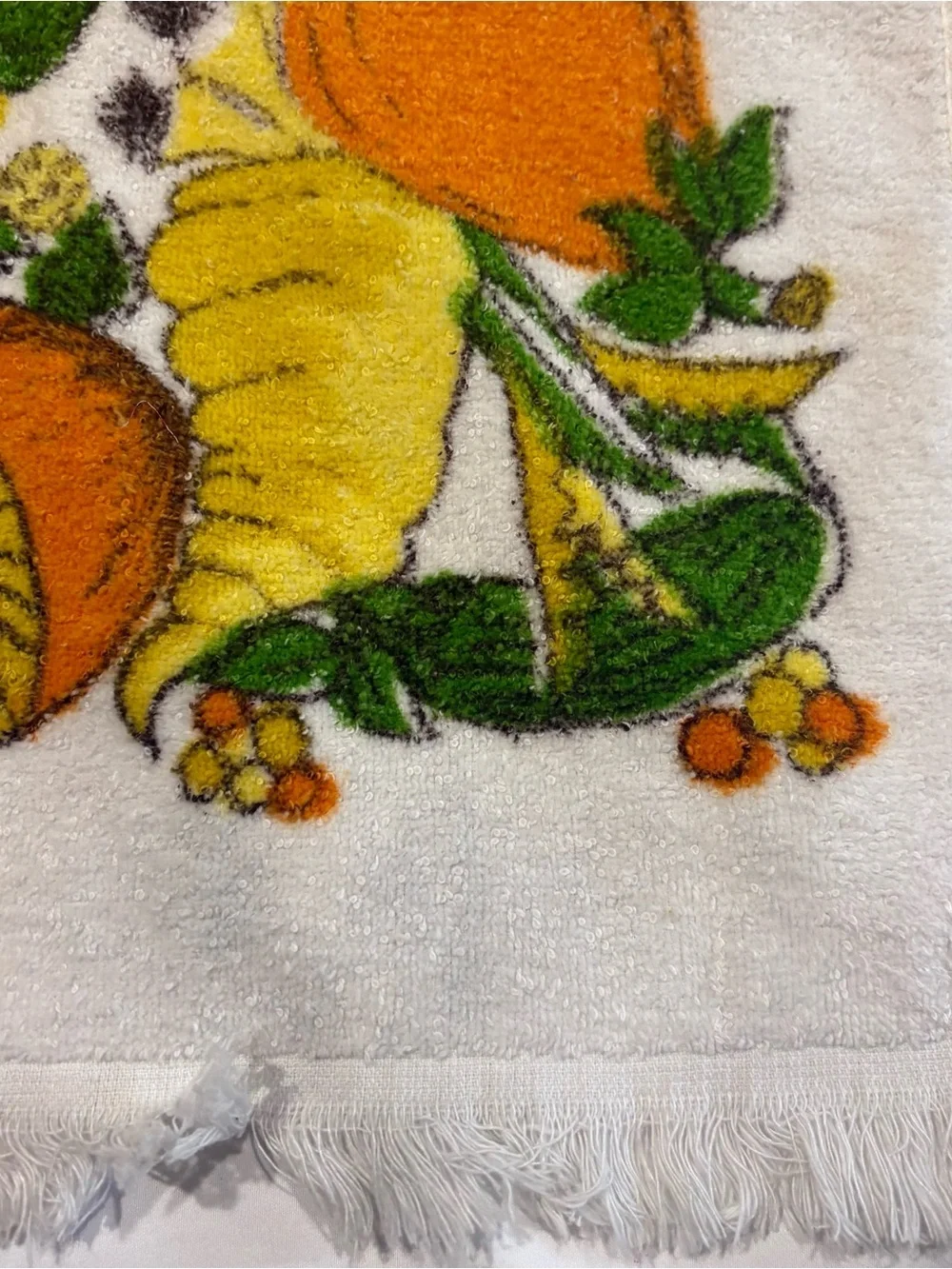 Vtg 70's Mushroom Cannon Kitchen Hand Towel Dish USA Cotton Terry Cloth MCM
